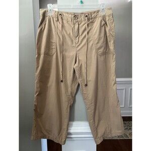 Women's Caribbean Joe 4 Pocket Cotton Nylon Capri Pants Khaki Sz 14